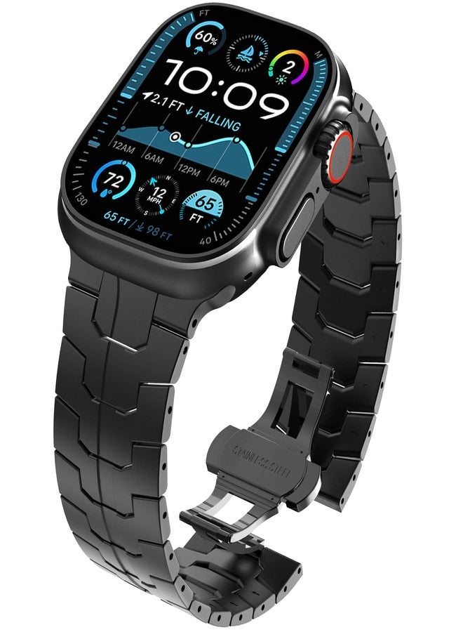 WINGLE Titanium Band for Apple Watch Ultra 2 Band 49mm 46mm 45mm 44mm 42mm Series 10 9 8 7 Men, 24mm Wider Rugged Light Titanium Apple Ultra Watch Metal Strap for iWatch Series SE 6 5 4 3 2 1, Black - Image 1