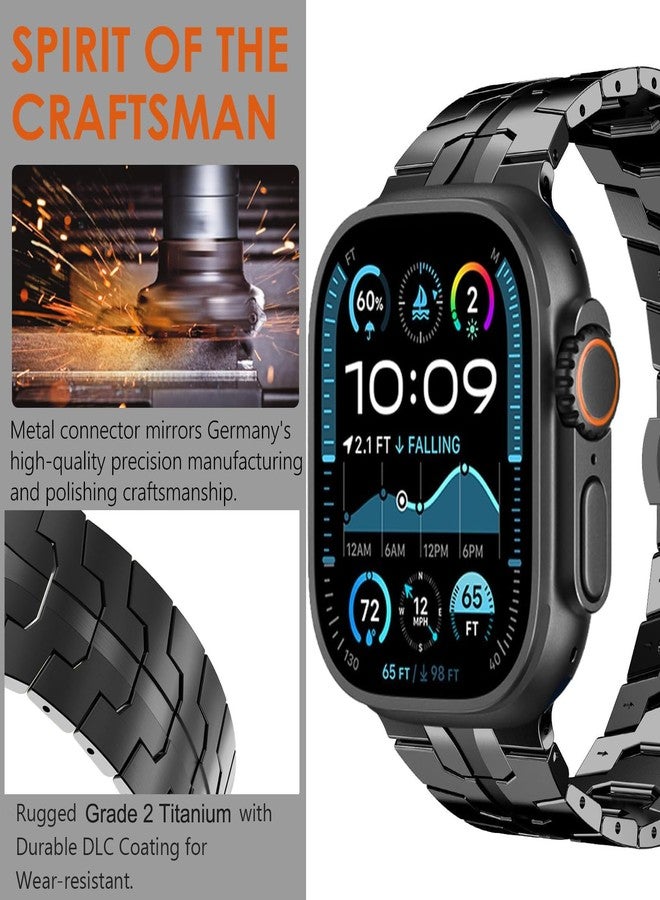 WINGLE Titanium Band for Apple Watch Ultra 2 Band 49mm 46mm 45mm 44mm 42mm Series 10 9 8 7 Men, 24mm Wider Rugged Light Titanium Apple Ultra Watch Metal Strap for iWatch Series SE 6 5 4 3 2 1, Black - Image 3