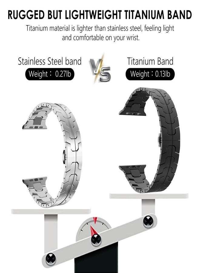WINGLE Titanium Band for Apple Watch Ultra 2 Band 49mm 46mm 45mm 44mm 42mm Series 10 9 8 7 Men, 24mm Wider Rugged Light Titanium Apple Ultra Watch Metal Strap for iWatch Series SE 6 5 4 3 2 1, Black - Image 4