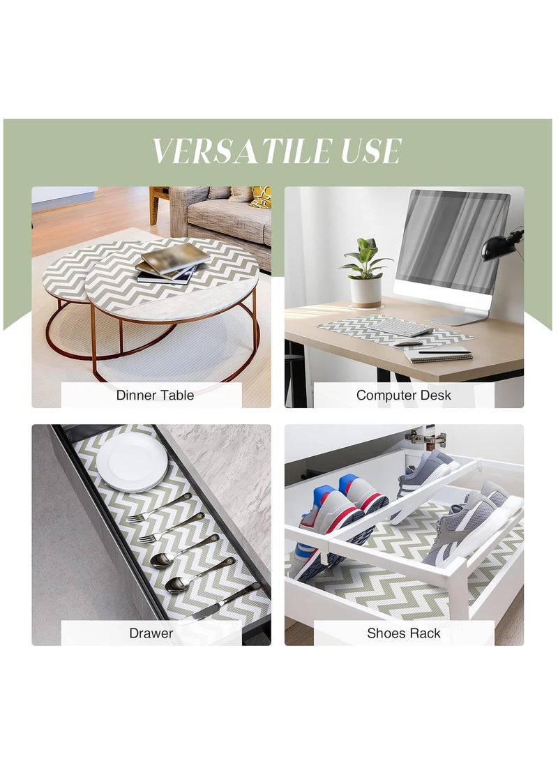 شو وو 4 بكرات كبيرة من بطانات الرف غير اللاصقة، سجادات الأدراج، بطانة درج من مادة إي في إيه غير قابلة للانزلاق، بطانة مقاومة للبقع، بطانة خزانة مقاومة للماء لرف المطبخ المنزلي، والخزائن، والثلاجة، والخزانة - Image 3