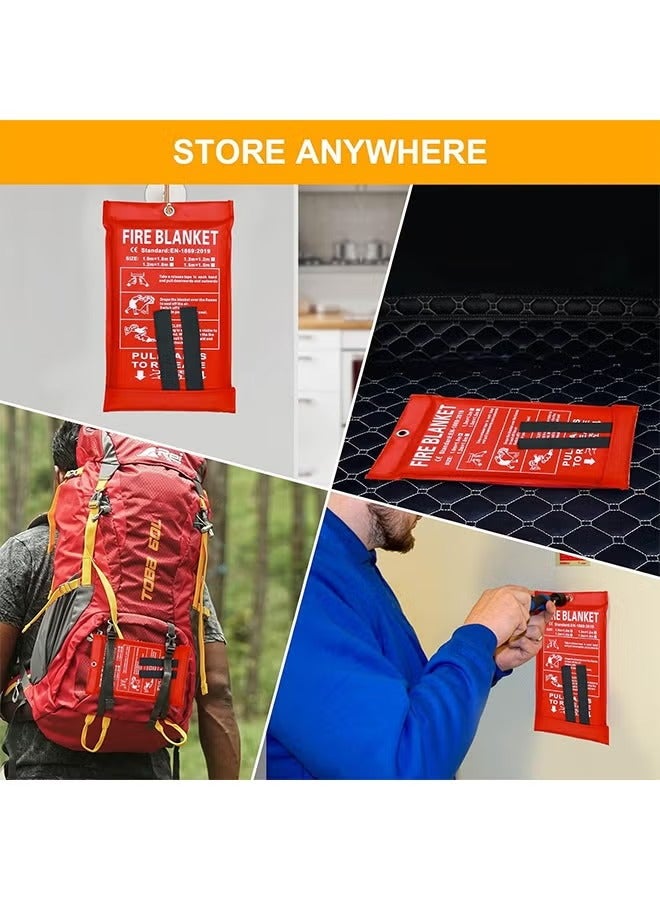 1 Pack of Fire Blankets for Fire Safety - Emergency Safety Fire Blanket - Retardant Kitemarked Fiberglass Fire Suppression Blanket - Kitchen, Home, Office, Caravan Fire Resistant Blanket - Image 5