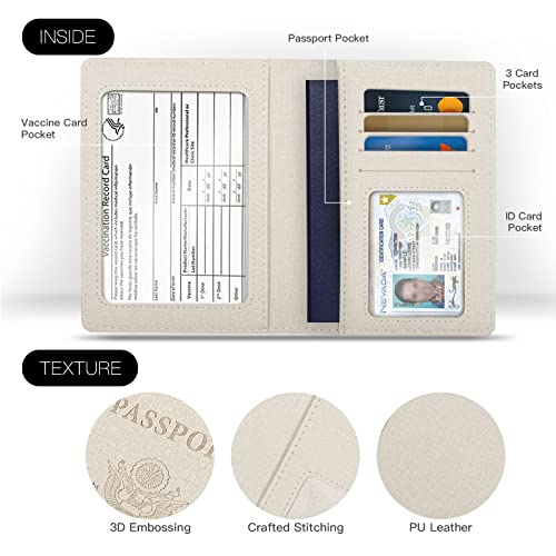 Vidivici 2 Pack Passport Cover With Card Slots RFID Blocking-White&Black - Image 3