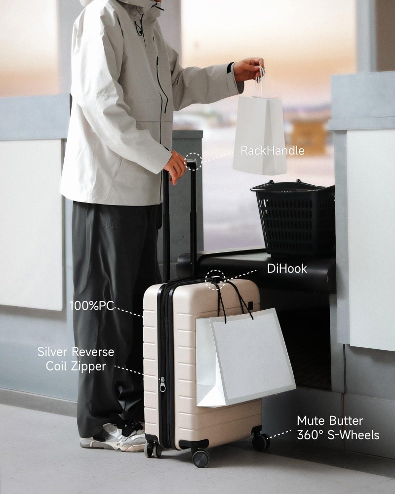 LUGGEX Carry On Luggage 22x14x9 Airline Approved,HUP3 Accelerate Access with DiHook, Handy Pouch, 20 inch Expandable Hard Shell Suitcases with Spinner Wheels (EX-Enhance,Reef Black,20 Inch,37L-41L) - Image 2