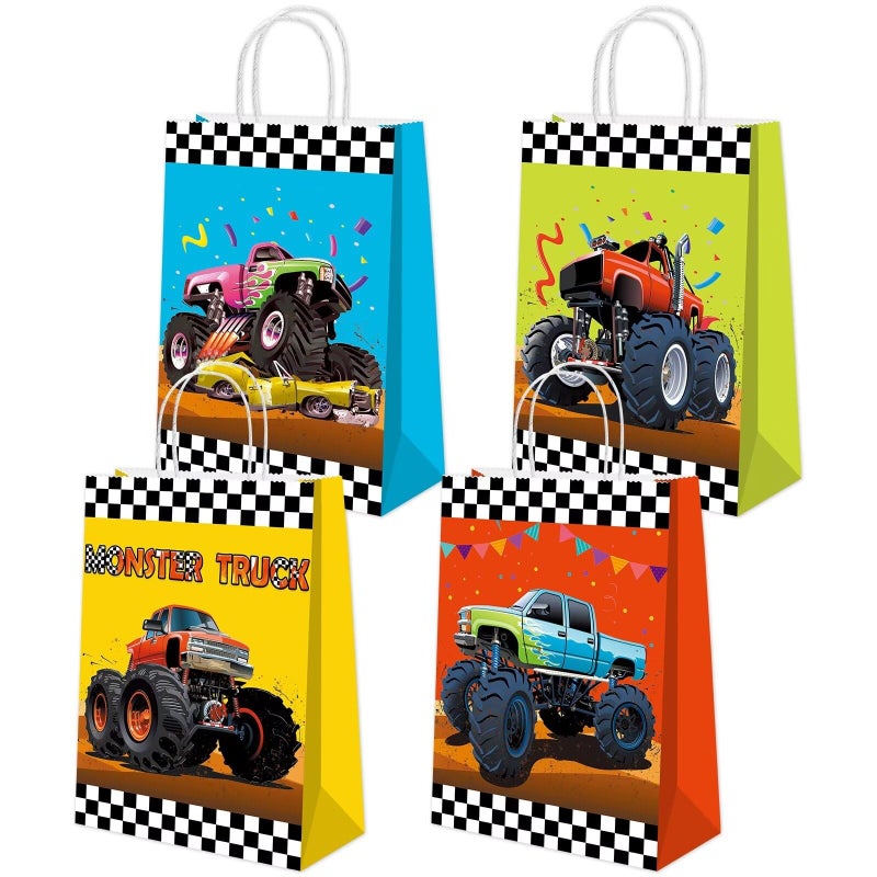 BQK 16 Pcs Monster Truck Goodie Bags Monster Truck Treat Bags Monster Truck Party Favors Monster Truck Birthday Party Supplies Monster Truck Party Decorations - Image 1