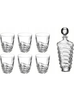 Bohemia 280+750 ml 1+6 Set Wave Carafe glass bottle set Whisky Set Tumbler Set Water Set Decanter Set Juice