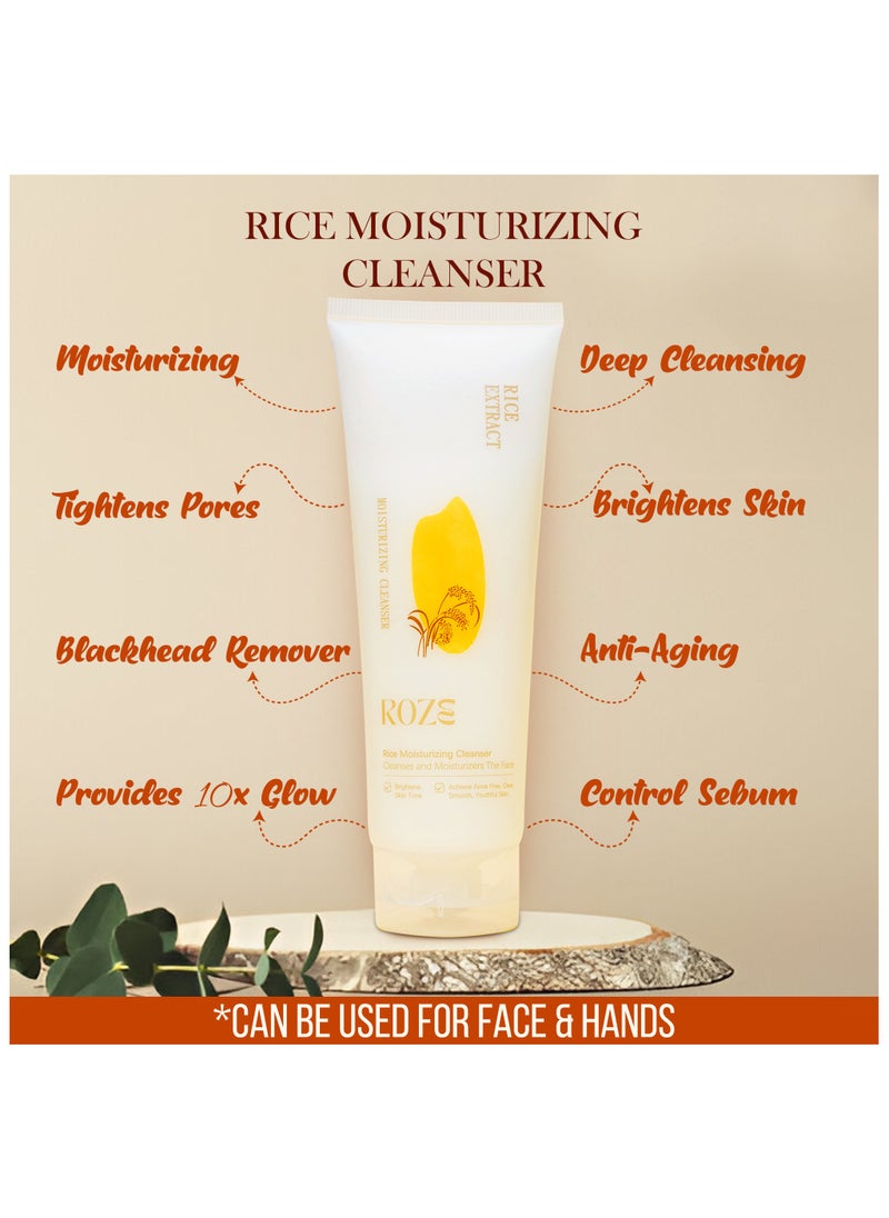 ROZE Roze Skin Care Combo Pack | Rice Facial Cleanser 120ml | Rice Enzyme Moisturizing Cream 50g | No Dark Spots | No pigmentation | Radiant Glow  - Image 4