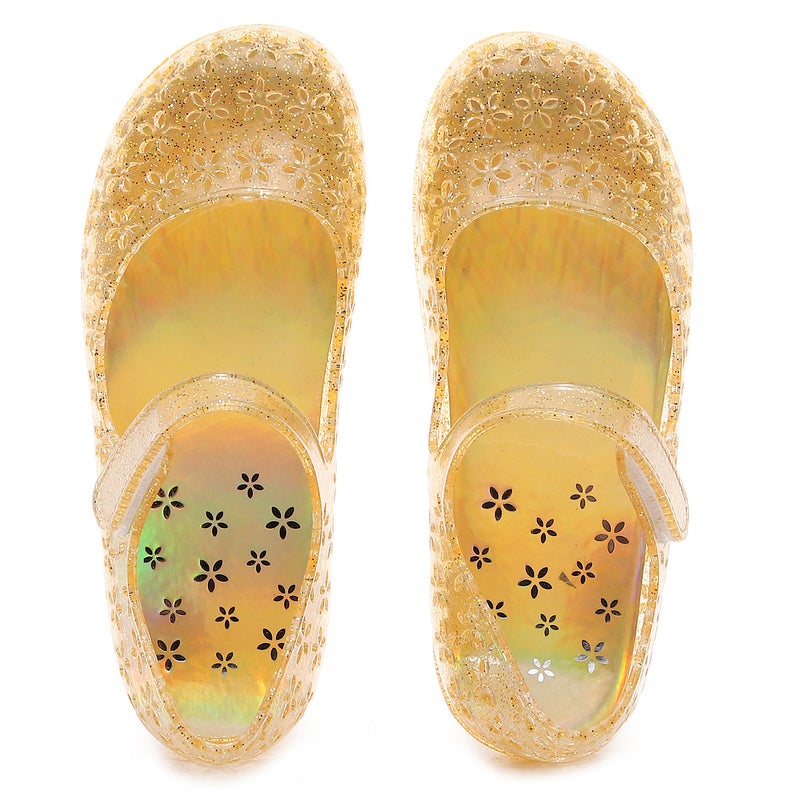 New Girls Jelly Sandals Princess Rainbow Simple Baby PVC Gold 