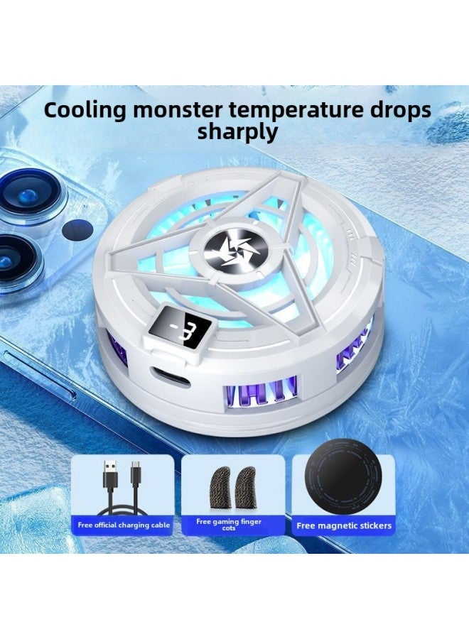 Magnetic Suction Mobile Phone Radiator Semiconductor Icing Refrigeration Game Mobile Phone Cooling Artifact Apple Android General Other-Color:❤[super Performance + Gaming Finger Gloves]-mobile Phone Magnetic Semiconductor Radiator (white) Digital Display Model❤  - Image 1