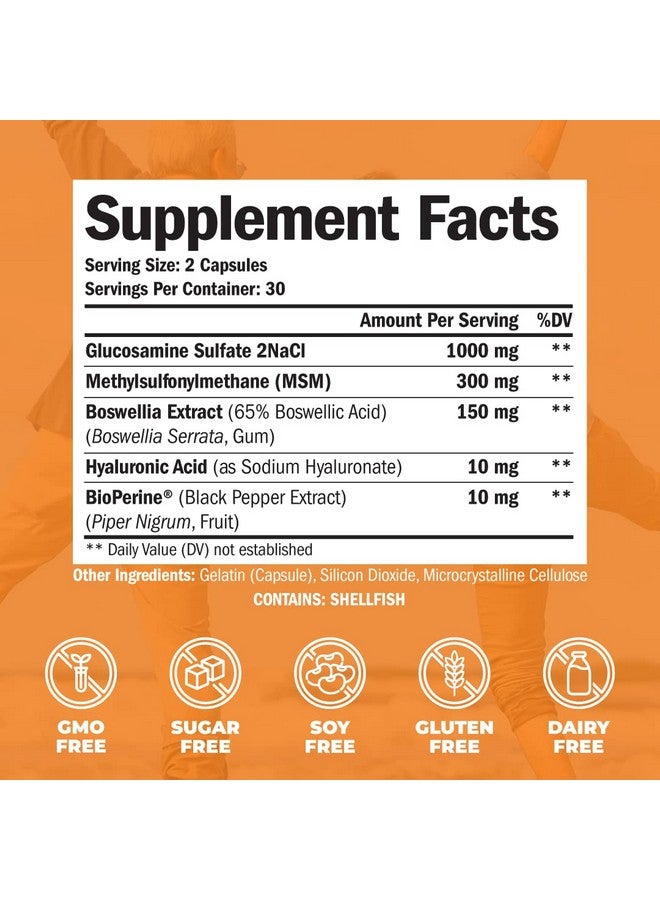 Vimerson Health Glucosamine Sulfate With Hyaluronic Acid Bioperine Msm & Boswellia Occasional Joint Discomfort Relief Supplement. Antioxidant Pills For Back Knees And Hands - Image 3