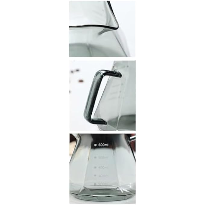 ريحني كوب قهوة ذكي من Obsidian مع مرشحات ورقية طبيعية V60 100، وعاء زجاجي أسود 600 مل، وعاء مشترك 3 في 1 لصب القهوة، يوقف القهوة المرة للمشروبات المثلجة، للاستخدام في المنزل أو المكتب أو المقهى - Image 3