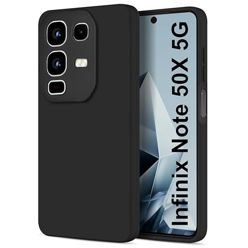 SBMS غطاء خلفي سيليكون SBMS لهاتف Infinix Note 50x 5G | بطانة داخلية من الألياف الدقيقة الناعمة | حماية للكاميرا مع نتوء | غطاء خلفي مقاوم للصدمات لهاتف Infinix Note 50x 5G (أسود) - Image 1