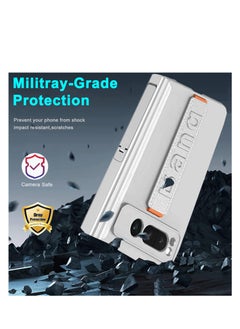 Excefore Compatible for Google Pixel Fold Phone Case, Magnetic Case with Screen Protector & Hand Strap, Silver Heavy Duty Shock-Absorption Hard Matte Cover, With Built-In Stand, for Pixel Fold Case  - Image 4