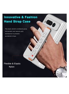 Excefore Compatible for Google Pixel Fold Phone Case, Magnetic Case with Screen Protector & Hand Strap, Silver Heavy Duty Shock-Absorption Hard Matte Cover, With Built-In Stand, for Pixel Fold Case  - Image 3