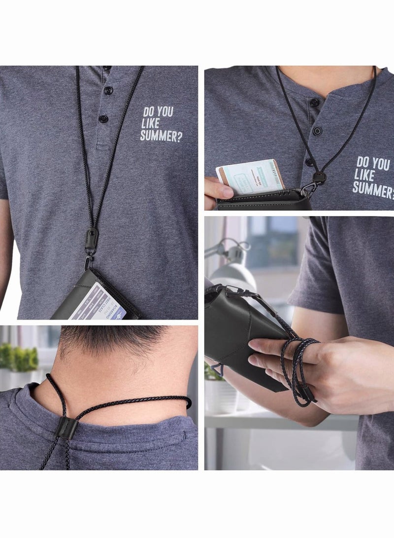 SYOSI Lanyard for Key, SYOSI 2 Pack of Leather Lanyard Neck Strap with Strong Metal Clip for ID Card Badge Holder, Keys, Cell Phone, Mini Notebook Unisex (Black 2 Lanyards) - Image 2