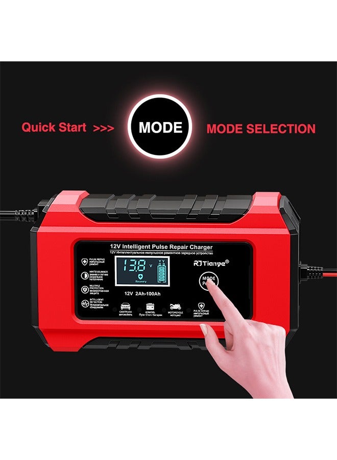 بيوينتي شاحن بطارية السيارة 12 فولت 6 أمبير لإصلاح النبضات بشاشة LCD شحن سريع ذكي شاحن حمض الرصاص AGM ذو الدورة العميقة للسيارة والدراجة النارية (قابس المملكة المتحدة) - Image 2