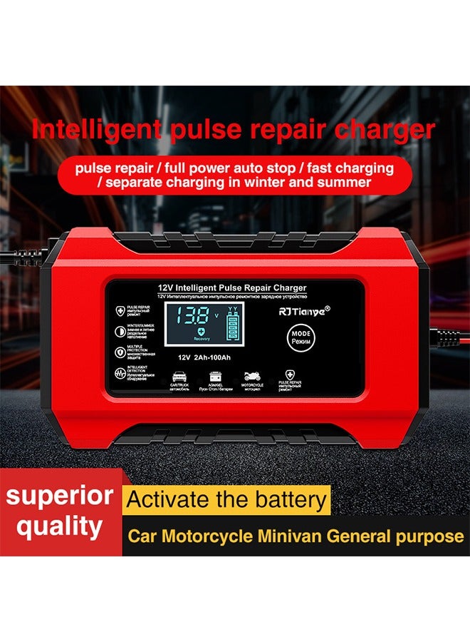 بيوينتي شاحن بطارية السيارة 12 فولت 6 أمبير لإصلاح النبضات بشاشة LCD شحن سريع ذكي شاحن حمض الرصاص AGM ذو الدورة العميقة للسيارة والدراجة النارية (قابس المملكة المتحدة) - Image 3