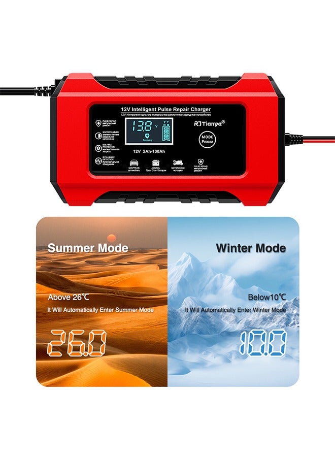 بيوينتي شاحن بطارية السيارة 12 فولت 6 أمبير لإصلاح النبضات بشاشة LCD شحن سريع ذكي شاحن حمض الرصاص AGM ذو الدورة العميقة للسيارة والدراجة النارية (قابس المملكة المتحدة) - Image 4