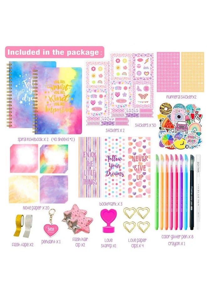 توبيتش مجموعة أدوات دفتر اليوميات، مجموعة أدوات دفتر القصاصات والمذكرات للفتيات، هدايا أعياد الميلاد المثيرة للاهتمام، مجموعة أدوات فن كتابة اليوميات الإبداعية للأطفال - Image 2