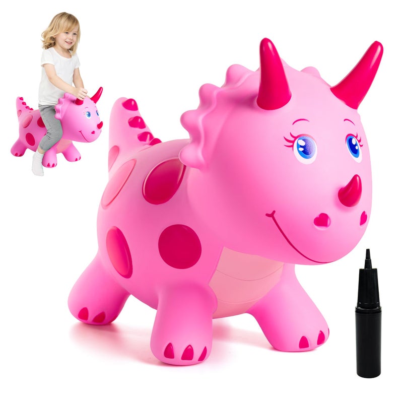 ZOOJOY Dinosaur Bouncy Animal Hopper Inflatable Bouncy Horse Toys for Toddlers 13 Rideon Bouncing Toys for ChristmasBirthday Gifts for Boys Girls Pink Gril Toys WFree Pump - Image 3