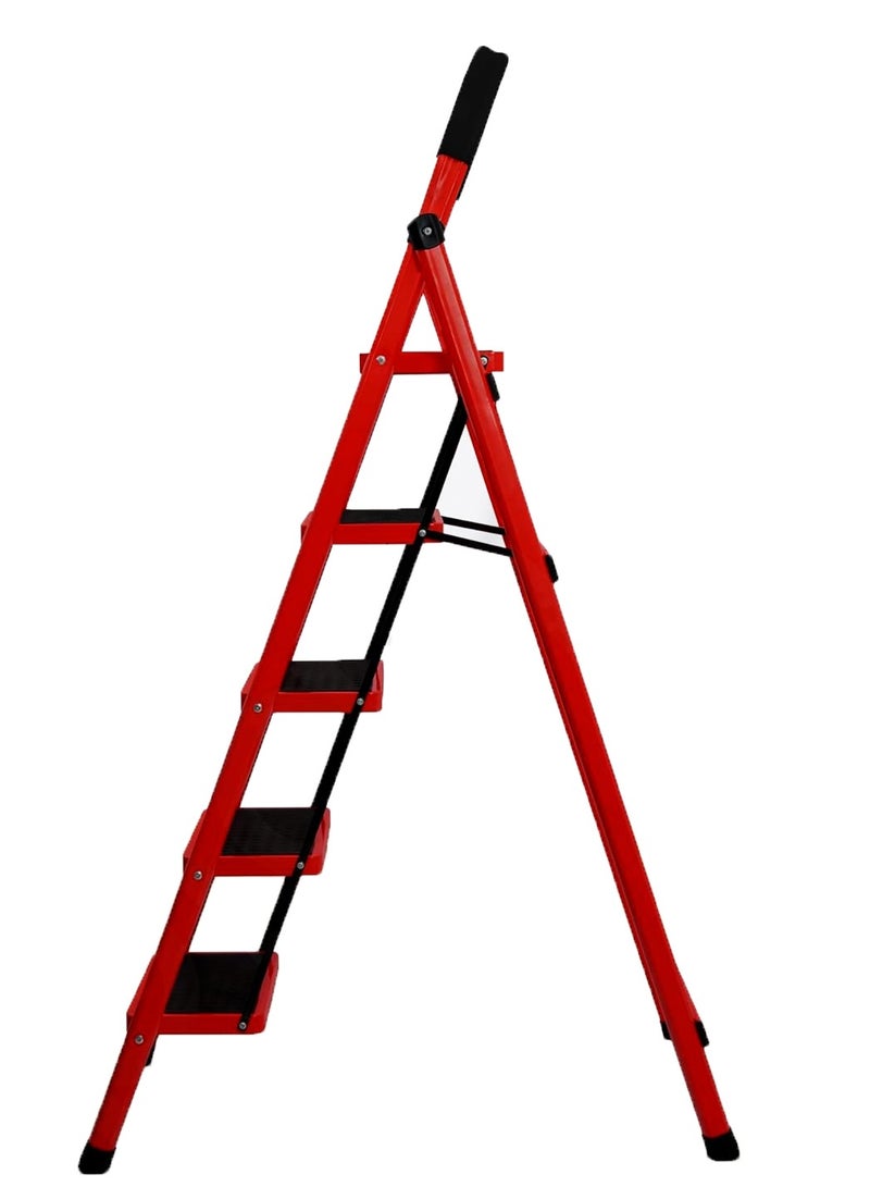 5-Step Metal Ladder with Non-Slip Steps Heavy Durable Steel Construction for Home Office Kitchen and Outdoor Use  Lightweight Foldable Design for Easy Storage and Maximum Stability - Image 3