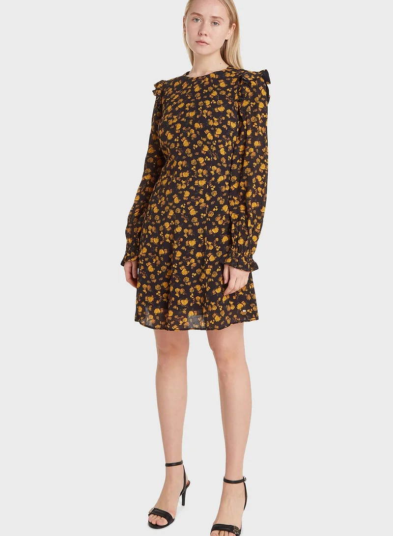 TOMMY HILFIGER Puff Sleeve Floral Print Dress