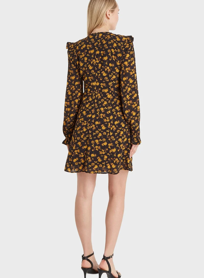 TOMMY HILFIGER Puff Sleeve Floral Print Dress