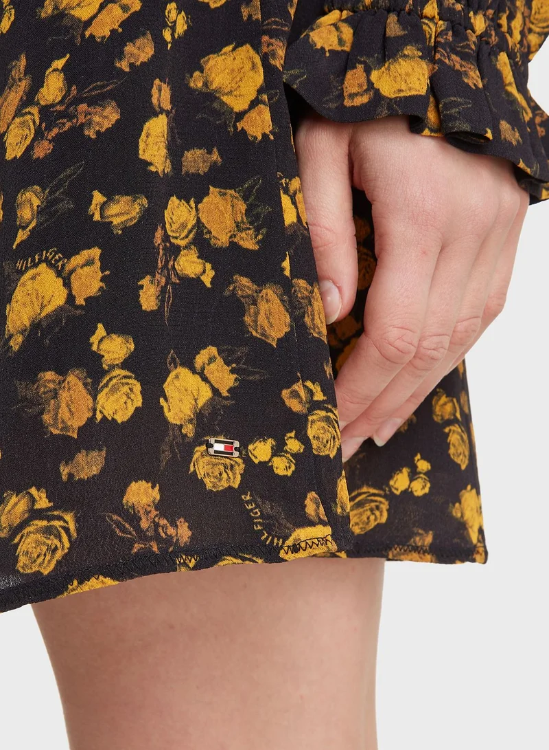 TOMMY HILFIGER Puff Sleeve Floral Print Dress