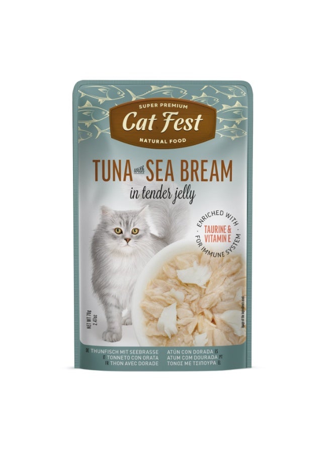 Cat Fest Tuna With Sea Bream In Tender Jelly For Cats 70g -12pcs - Image 5