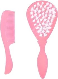Generic Baby Hair Brush and Comb Set, Soft Bristles, Massager, Pack of 1 (Pink) 