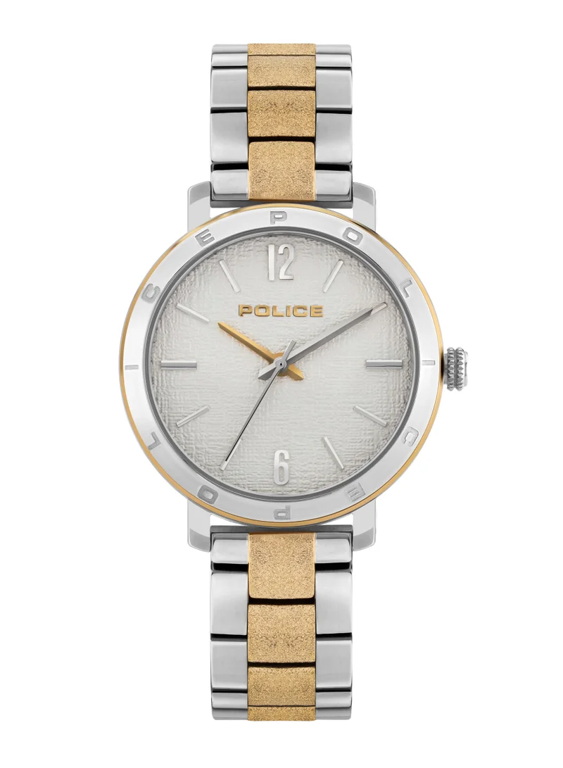 بوليس Sajama White Dial and Silver Gold Stainless Steel Analog Watch for Women 36mm