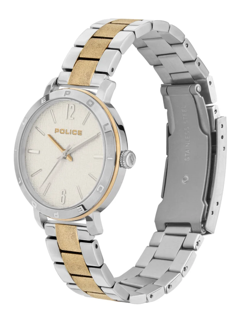 بوليس Sajama White Dial and Silver Gold Stainless Steel Analog Watch for Women 36mm