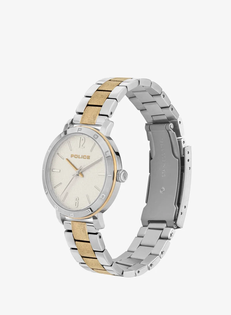 بوليس Sajama White Dial and Silver Gold Stainless Steel Analog Watch for Women 36mm