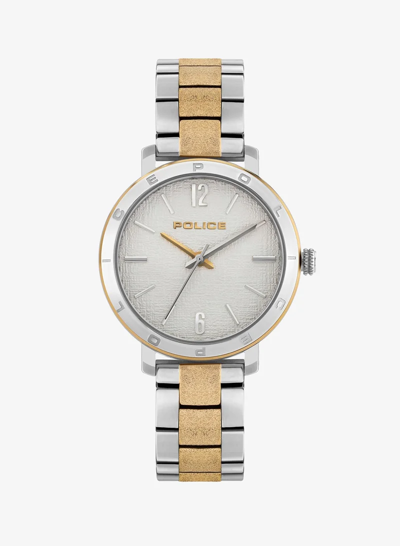 بوليس Sajama White Dial and Silver Gold Stainless Steel Analog Watch for Women 36mm