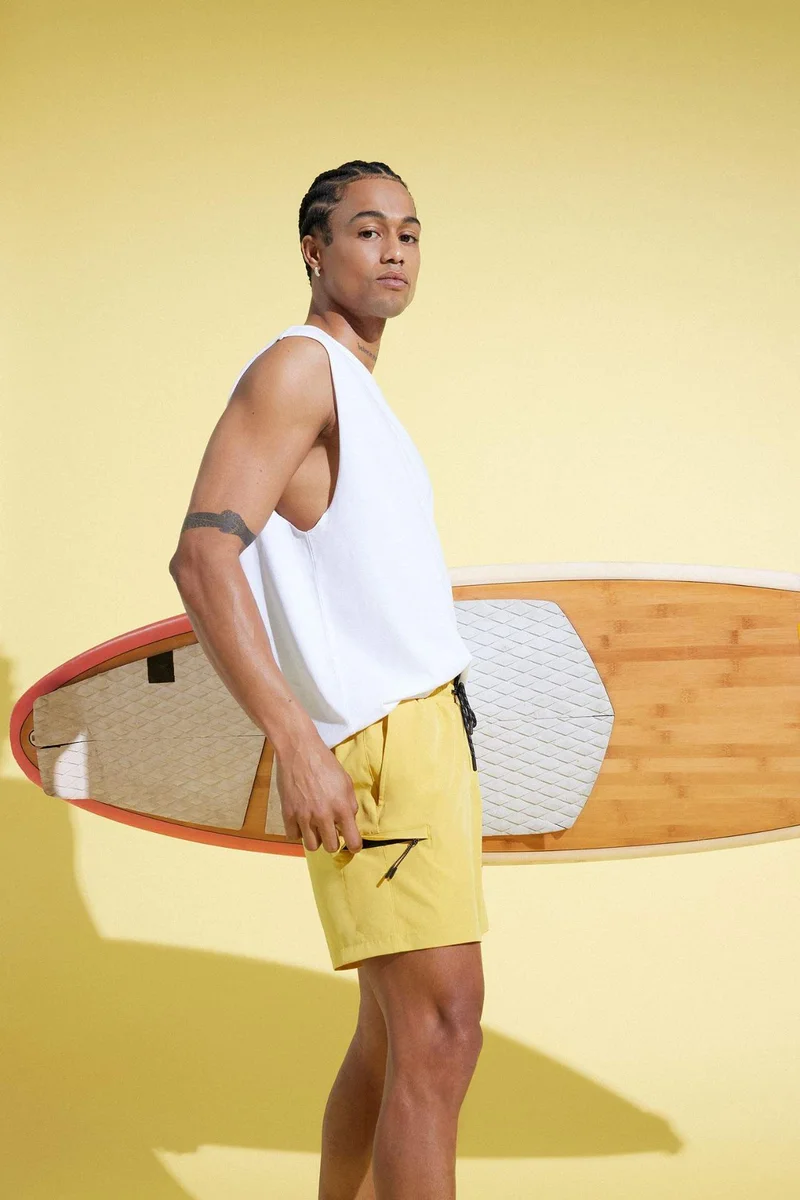 Defacto DeFactoFit Printed Flexible Textured Sports Swim Shorts