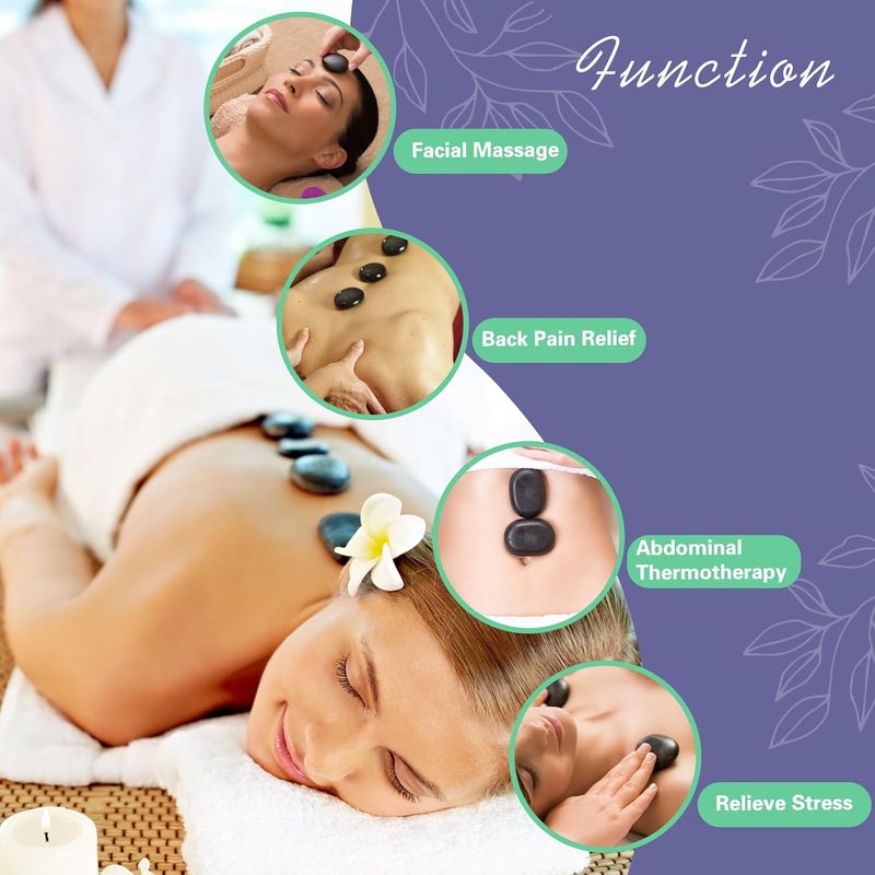 AICNLY Hot Stones Massage Set with Temperature Adjustment20 Pcs Basalt Hot Stones with Heater Kit Professional Massage Tool for SpaLymphatic Drainage Relieve Tension and Muscle Pain - Image 5