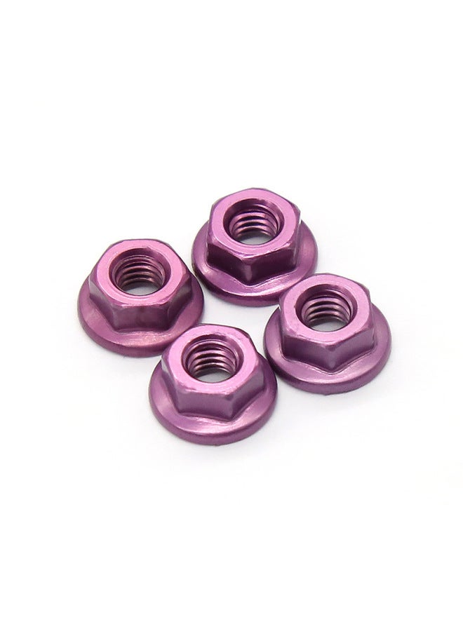 1/10 Model Car Modified Aluminum Alloy Flange Nut M4 Anti-Loosening Nut Anti-Slip Pattern