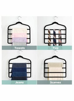 Y&D 5 Pack Pants Hangers Non Slip Space Saving Multi-Layer Swing Arm Velvet Pant Hanger 4Tier Saver for Jeans Scarf Trouser Tie Towel Silk Clothes  - Image 4
