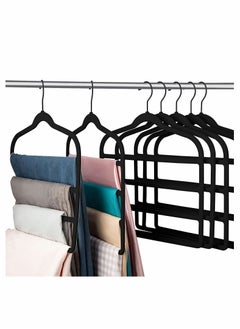 Y&D 5 Pack Pants Hangers Non Slip Space Saving Multi-Layer Swing Arm Velvet Pant Hanger 4Tier Saver for Jeans Scarf Trouser Tie Towel Silk Clothes  - Image 2