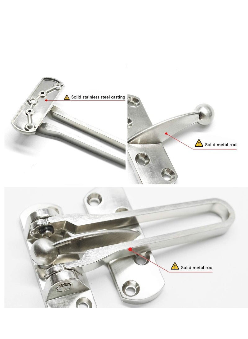 SYOSI Door Lock Latch, Home Security Door Lock Swing Bar Door Guard for Kids, Hotel Door Latch, Thicken Solid Zinc Alloy Reinforcement Lock, Silver 2 Pack - Image 5