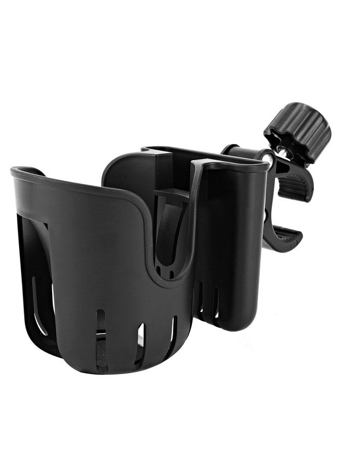 TSAKBAM Stroller Cup Holder with Phone Holder, 2-in-1 Universal Cup Holder for Walker, Wheelchair, Bike, Scooter, Fits Most Cup, Black - Image 1