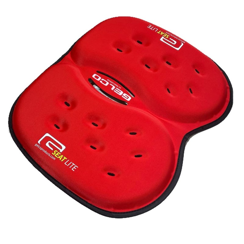 G Seat G Seat LITE Travel Gel Foam Cushion  Back Pain Sciatica Pressure Relief  Relieves Tailbone Discomfort Promote Healthy Posture  Ergonomic Comfort  Car Commute Airplane and Travel  Red 