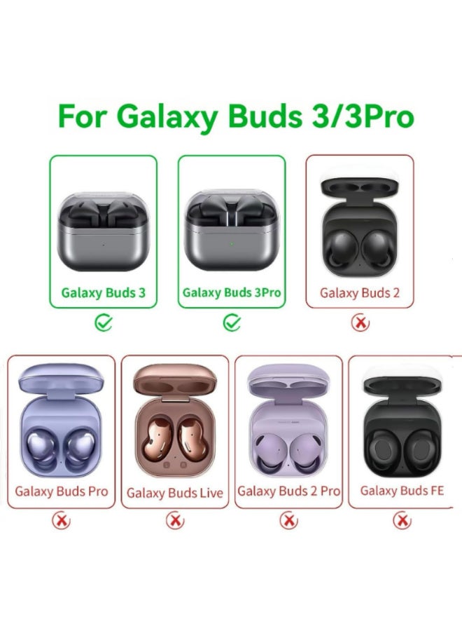 لغطاء حماية Samsung Galaxy Buds 3 Pro Case 2024 وغطاء Galaxy Buds 3 Case السيليكوني المقاوم للصدمات مع مجموعة التنظيف وقطعة الكارابينير الأسود - Image 3