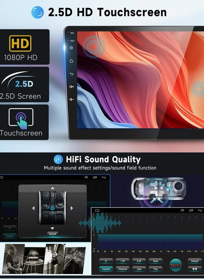 Podofo 2G+64G Car Stereo Radio for Honda Civic 2006-2011 with Wireless CarPlay Android Auto, 10.1 Inch Android 13 Touch Screen Head Unit, HiFi Audio GPS Navigation WiFi Bluetooth SWC HD Backup Camera - Image 5