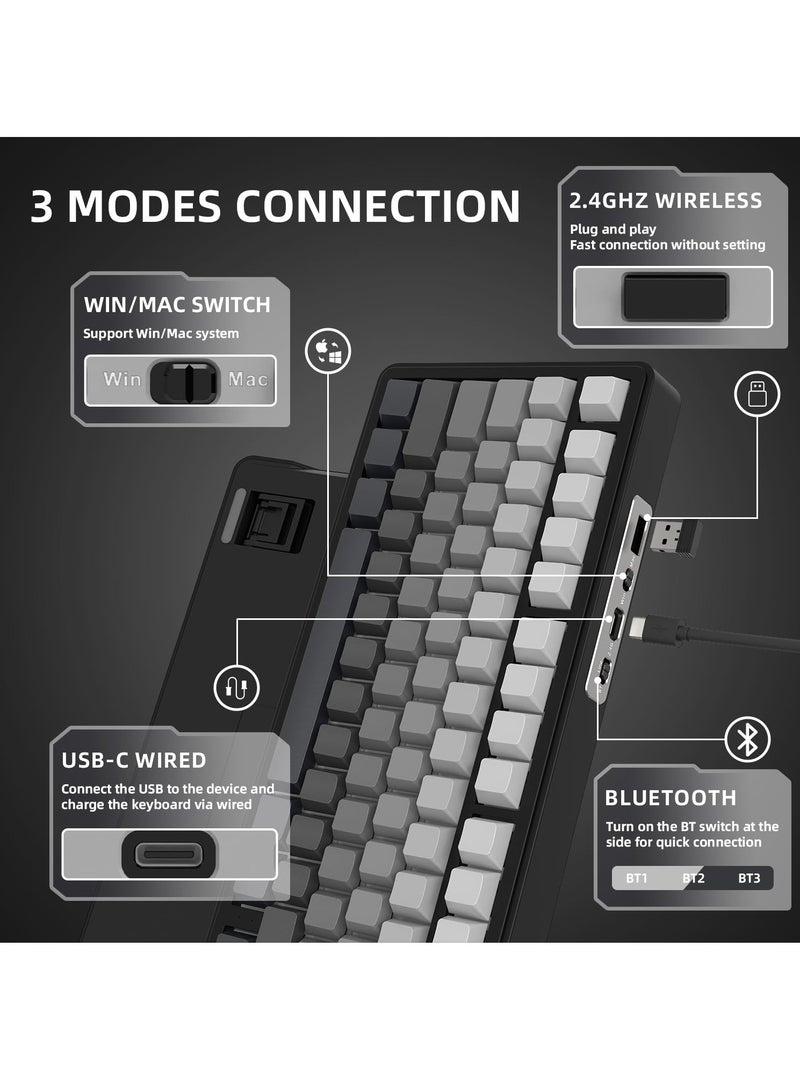 كيبورد ميكانيكي X85 ثلاثي الوضعيات مع مقبض CNC، وحشوة بخمس طبقات، قابل للتبديل الساخن، وإضاءة خلفية RGB - Image 4