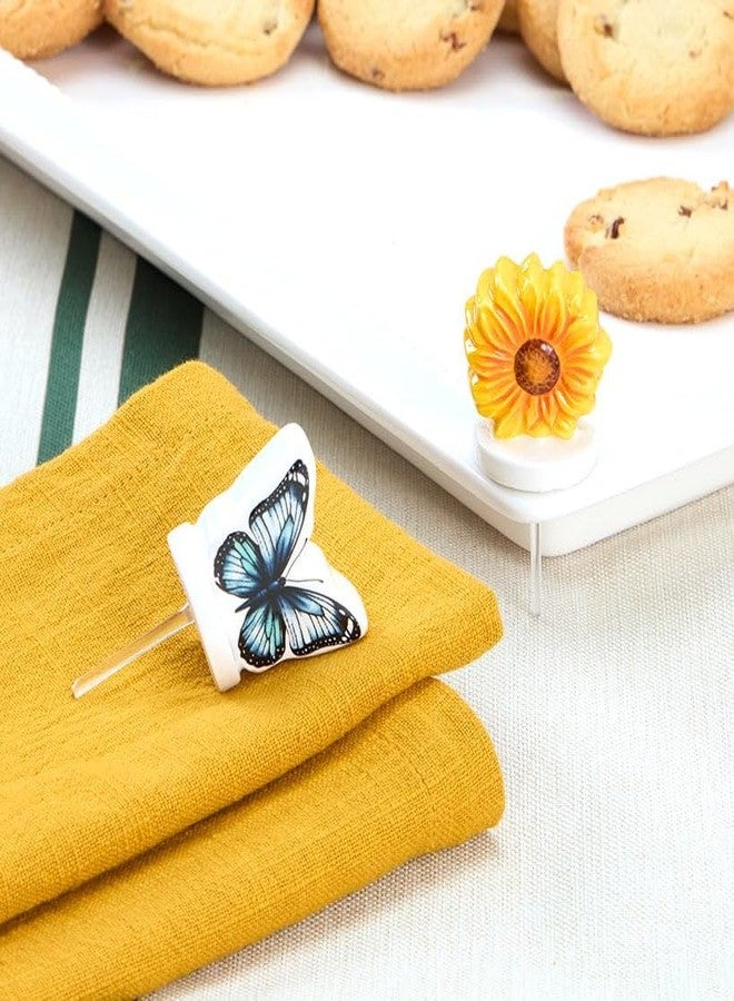 The Lakeside Collection Serving Platter with Interchangeable Holiday Icons - Set of 2 Butterfly & Sunflower Charms - Image 2