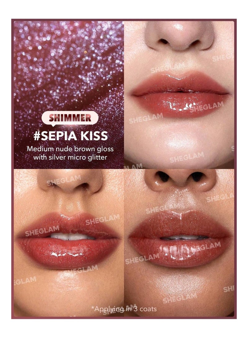 SHEGLAM Pout-Perfect Shimmer Lip Plumper Sepia Kiss - Image 2