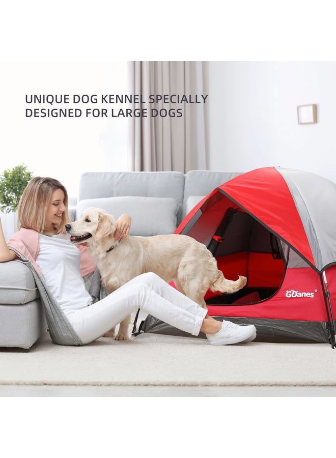 GDanes Red Dog Tent, Portable Indoor/Outdoor Dog House, Dog Bed with Soft Mat - 39 X 39 X 31 Inches - Image 2
