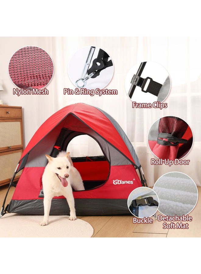 GDanes Red Dog Tent, Portable Indoor/Outdoor Dog House, Dog Bed with Soft Mat - 39 X 39 X 31 Inches - Image 5