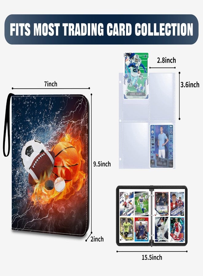 HESPLUS Sports Card Binder 4 Pocket Trading Card Binder 400 Pockets Double Sided Pockets Baseball Card Binder for Football Baseball Basketball Hockey Card and Other TCG Collection Storage Album - Image 2