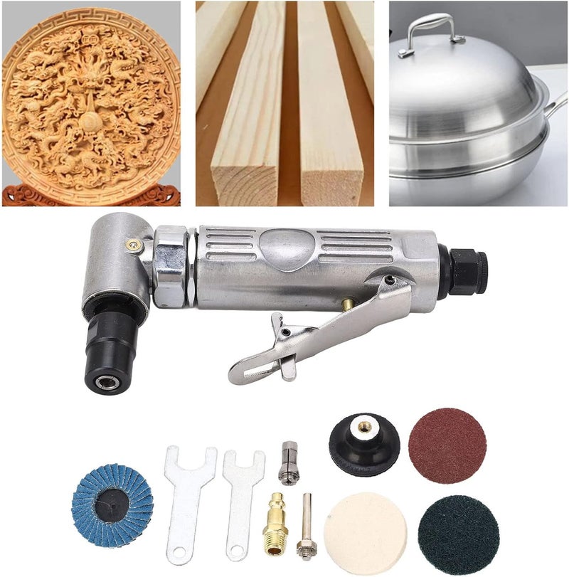 Pneumatic Grinder Set, Safety Switch, Adjustable Speed, Right Angle Grinder For Carving Chamfering - Image 2